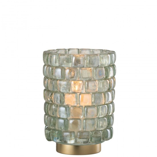 J Line Theelicht Vierkant Mozaiek Glas Transparant Large T theelichten theelichthouders waxinelichten JO48685.