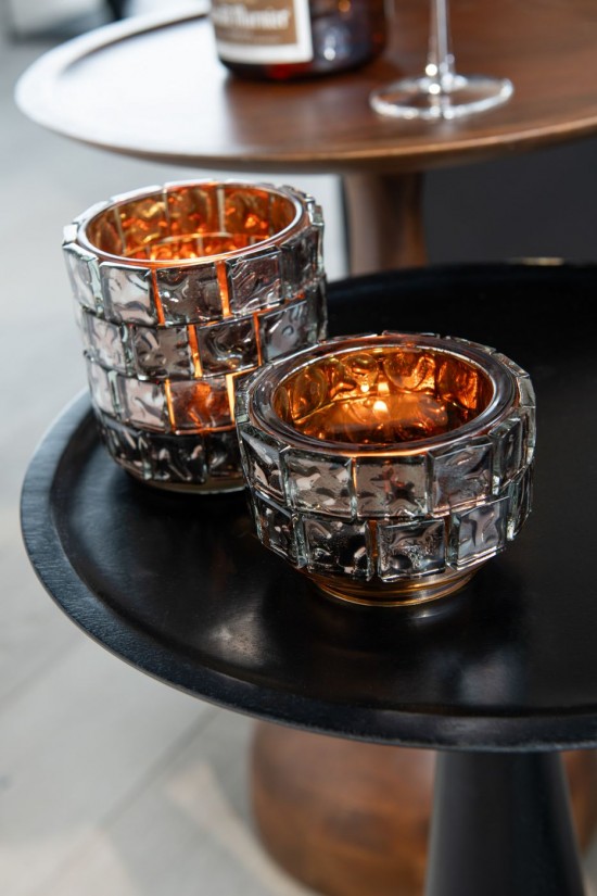 Jline Fotóforo Cuadrado Mosaico Vidrio Marron Large.