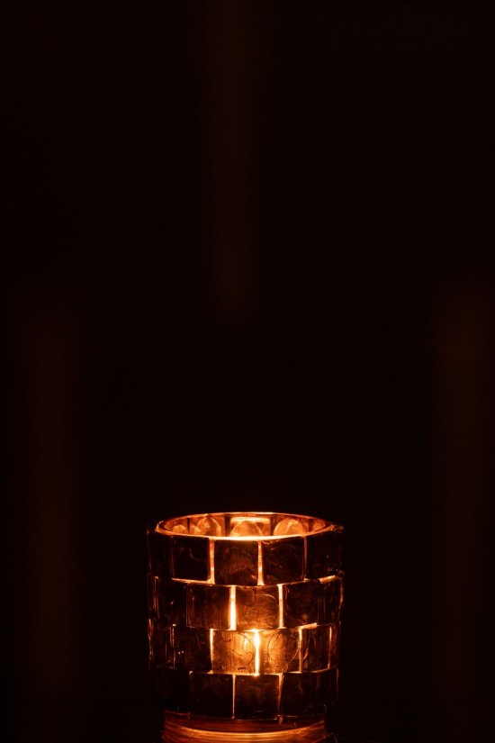 J Line photophores Jolipa Photophore Carre Mosaique Verre Marron Large.