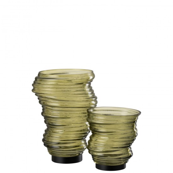 J Line Vase Tornado Glass Green Small.