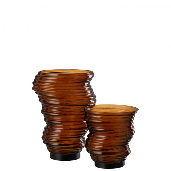 J Line Vase Tornado Glass Brown Large.