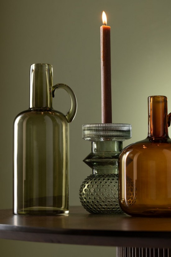 J Line Vaso 1 Manico Vetro Marrone Jarron 1 Asa Vidrio Marron.