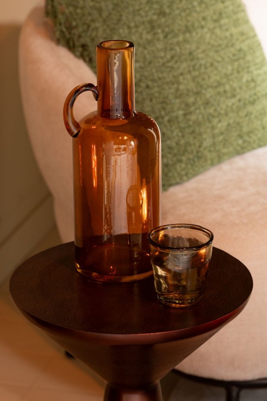 Jline Jarron Cilindro 1 Asa Vidrio Marron.