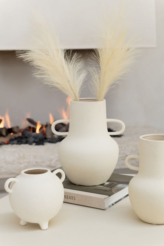 Jline Jarrón Redondo Piedra Beige.