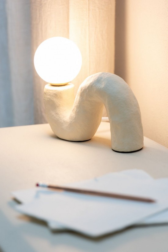 Jline Lámpara Pie Vidrio Globo Piedra Beige.