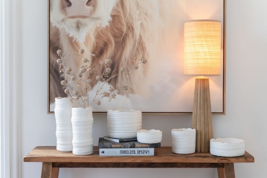 Jline Maceta Alta Porcelana Blanco Oro Small.