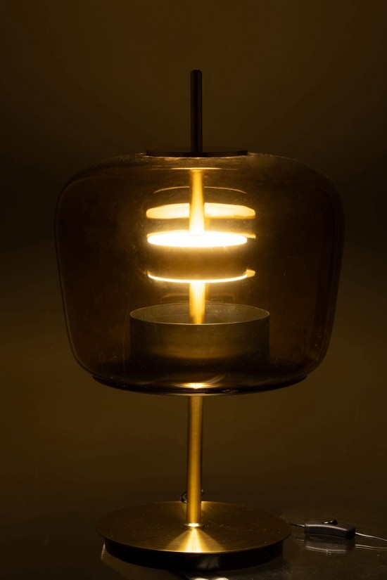 J Line Éclairage Armatures Luminaires D'intérieur Pieds De Lampe Avec Abat Jour Lampes De Table Jolipa Lampe Led Verre Marron.