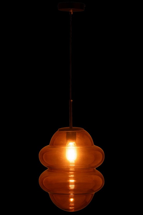 J Line lampes suspendues suspensions pendantes Jolipa Suspension Lampe Cuillere Miel Verre Marron.