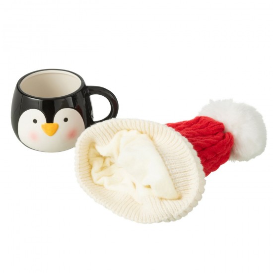 J Line tasses de cafe Jolipa Tasse Bonnet Pingouin Boite Cadeau Ceramique Mix.