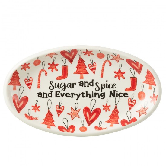 J Line plats Jolipa Assiette Ovale Ceramique Rouge.