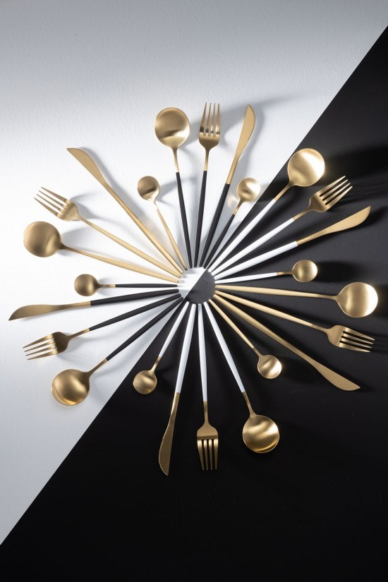 Jline Dose Besteck A 24 Stück Edelstahl Matt Gold Schwarz bestecke.