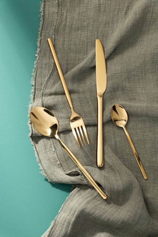 Jline Box Cubiertos B 24 Piezas Acero Inoxidable Brillante Oro.