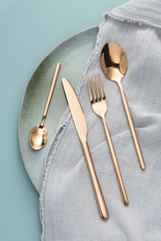 Jline Box Cubiertos B 24 Piezas Acero Inoxidable Brillante Cobre.