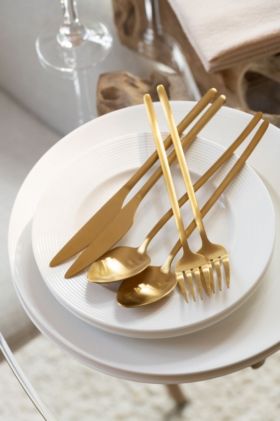 Jline Box Cubiertos B 24 Piezas Acero Inoxidable Mate Oro.