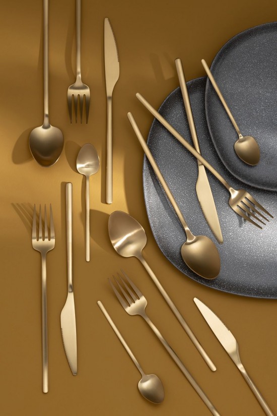 Jline Dose Besteck C 24 Stück Edelstahl Matt Gold bestecke.