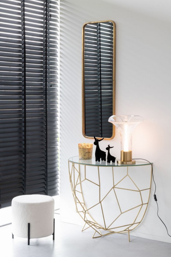 J Line Lampada Da Tavolo Led Oro Metallo Vetro Trasparente Lampe Led O Metal Vidrio Transparente.