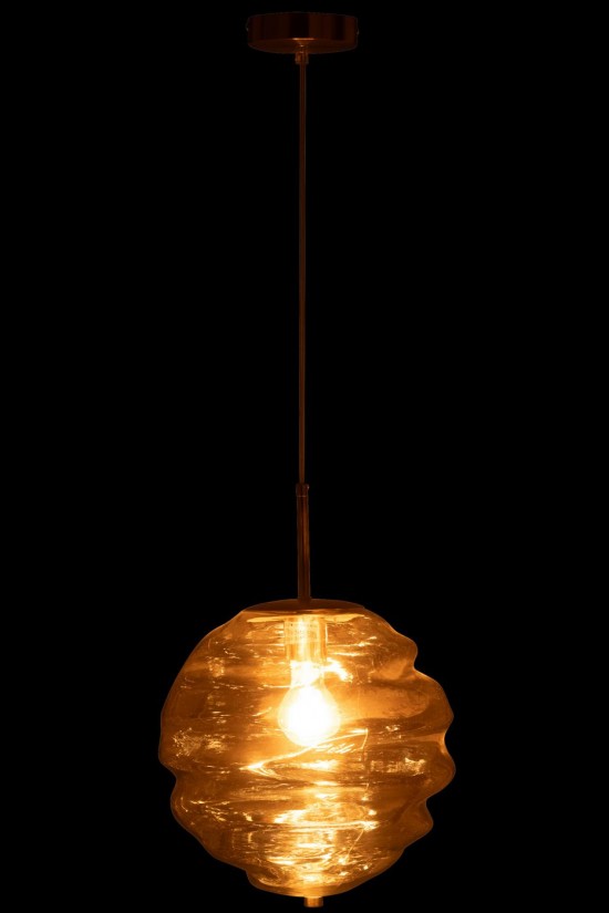 J Line lampes suspendues suspensions pendantes Jolipa Lampe Suspension Ruche Verre Cognac Clair.