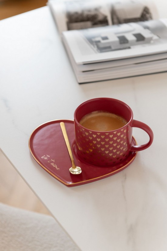 Jline Taza Platillo Cuch Cor Cerámica Ro.