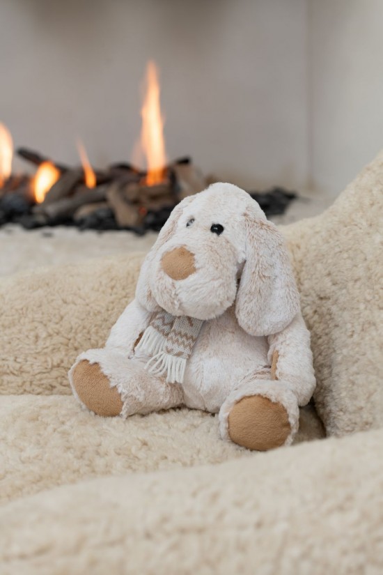 Jline Perro Bufanda Sentado Peluche Poliéster Beige Marrón Medium.