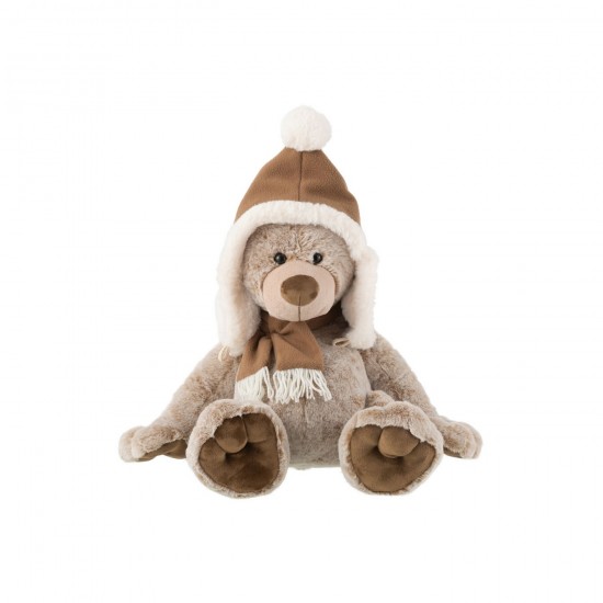 J Line Bear Hat Plush Polyester Brown Large dieren JO49137.