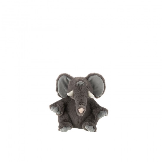 J Line Elephant Plush Polyester Grey Small dieren JO49142.