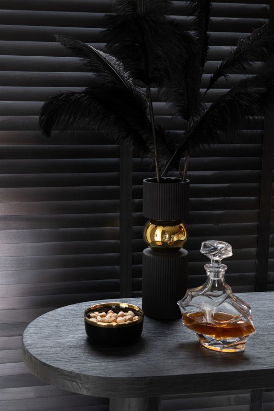 Jline Cuenco Cerámica Negro Oro.