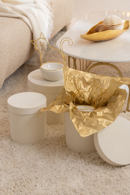 Jline Juego De 3 Cajas Redondo Terciopelo Papel Blanco.