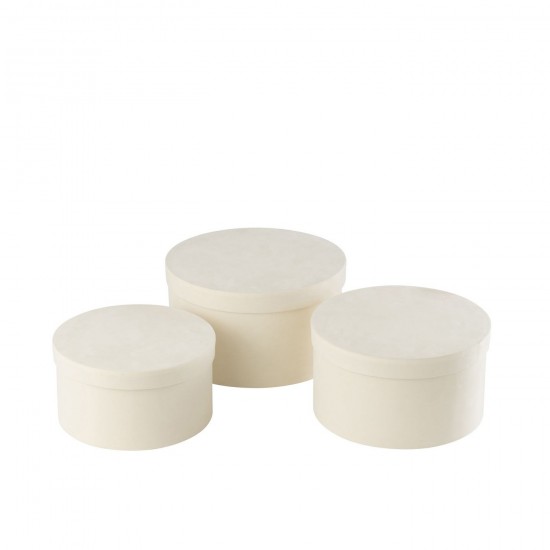 J Line Set Van 3 Dozen Rond Plat Fluweel Papier Wit opbergboxen opbergdozen JO49216.