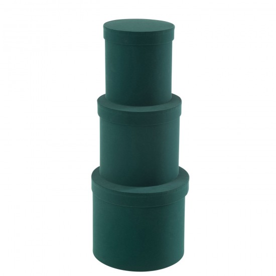 J Line boites Jolipa Set 3 Boite Rond Velours Papier Vert.