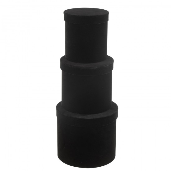 J Line boites Jolipa Set 3 Boite Rond Velours Papier Noir.