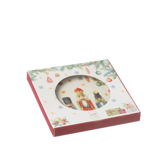 J Line série de vaisselle Jolipa Assiette Rond Casse Noisette Boite Cadeau Ceramique Blanc Small.