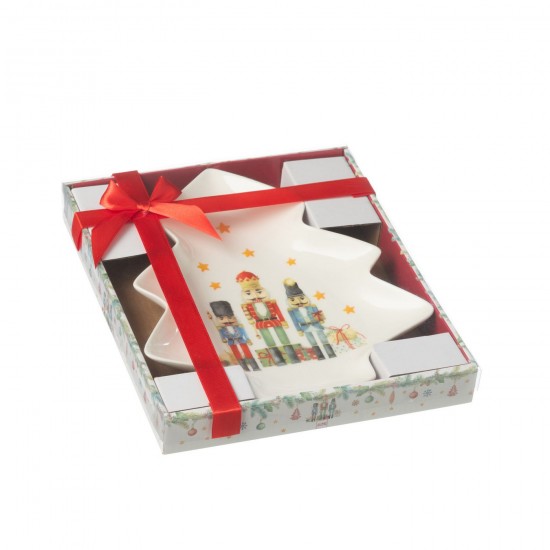 J Line série de vaisselle Jolipa Assiette Arbre Casse Noisette Boite Cadeau Ceramique Blanc.