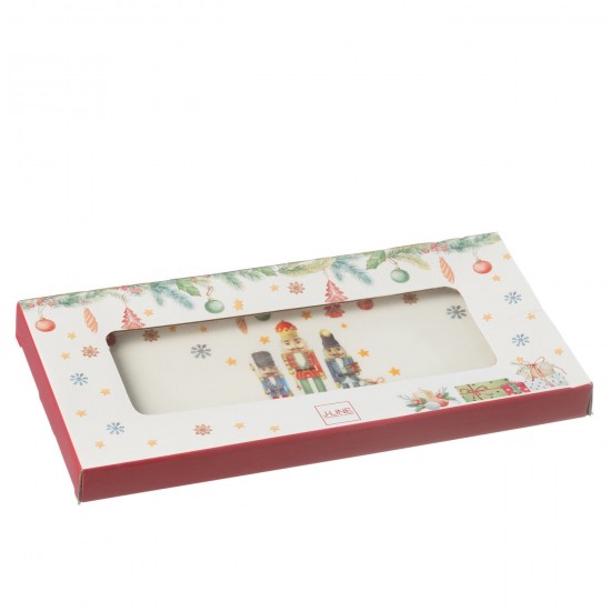 J Line série de vaisselle Jolipa Assiette Rectangle Casse Noisette Boite Cadeau Ceramique Blanc.