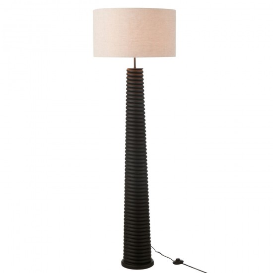 J Line Vloerlamp Schroefdraad Ailanthus Hout Zwart Grijs Vloerlampen Stalampen Staande Lampen Staanlampen JO49433.