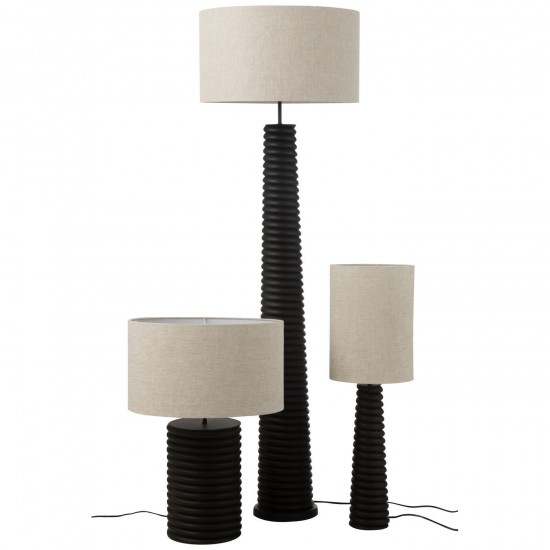 J Line Table Lamp Threaded Wide Ailanthus Wood Black Grey Table Lights.