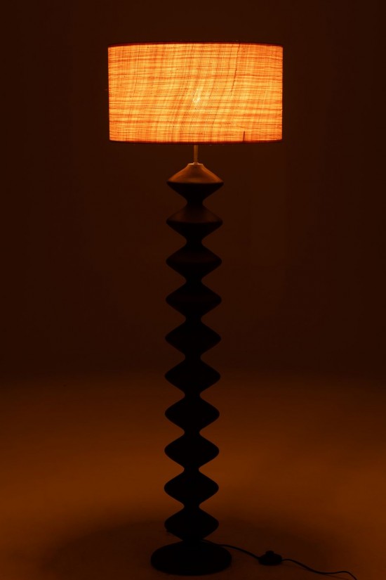 J Line Lampadaires Lampes Raides Debouts Sur Pied De Sol Jolipa Lampadaire Chenille Bois De Peuplier Noir Naturel.