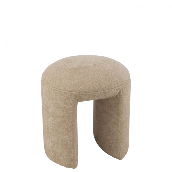 J Line Kruk Rond Textiel Beige landelijke krukjes krukken taboeretten tabouretten JO49446.