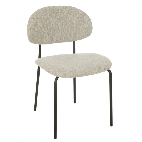 J Line Eetstoel Textiel Metaal Beige stoelen eetkamerstoelen eethoekstoelen eettafelstoelen eetstoelen JO49448.