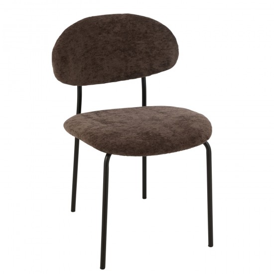 J Line Eetstoel Textiel Metaal Donkerbruin stoelen eetkamerstoelen eethoekstoelen eettafelstoelen eetstoelen JO49452.