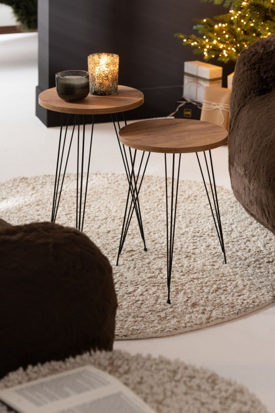 Jline Tapiz Redondo Bouclé Algodón Poliéster Camel Crema.