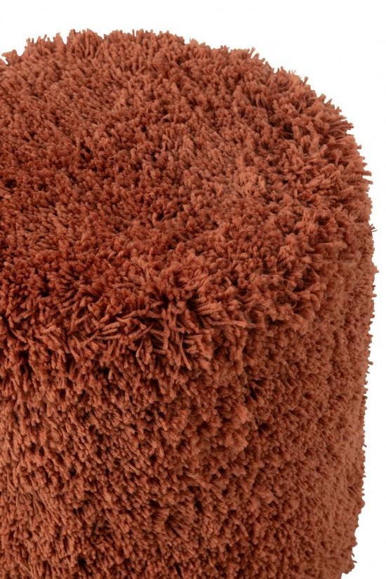 J Line poufs Jolipa Pouf Cylindre Duveteux Polyester Brique.