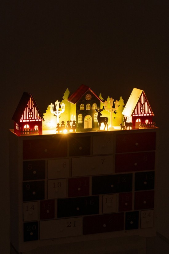 J Line statuettes statuettes Jolipa Deco Hiver Led Armoire Maisons Bois Mix.