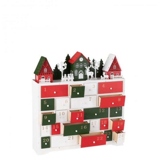 Jline Deco Winter Led Kast Huizen Hout Mix.