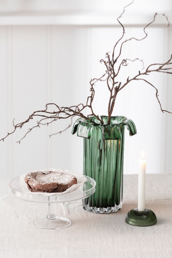 J Line Candeliere Canele Vetro Verde Assortimento Di 2 Portavelas Canele Vidrio Verde Surtido De 2.