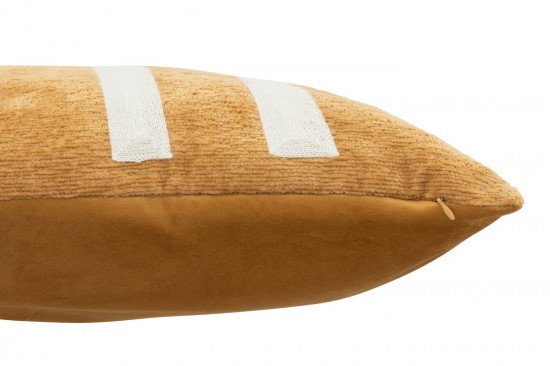 J Line coussins Jolipa Coussin Chenille Motifs Polyester Ocre Blanc.