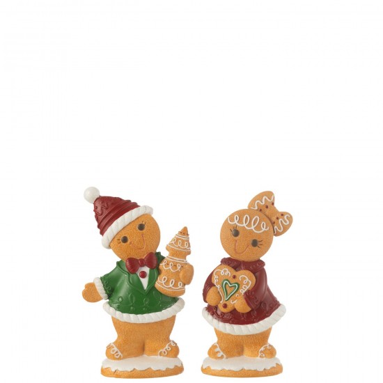 J Line Peperkoek Jongen Meisje Cake Resine Mix Large fantasiebeelden JO49742.