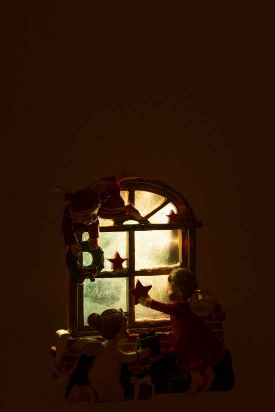 J Line anges statuettes Jolipa Anges Led Fenetre Resine Mix.
