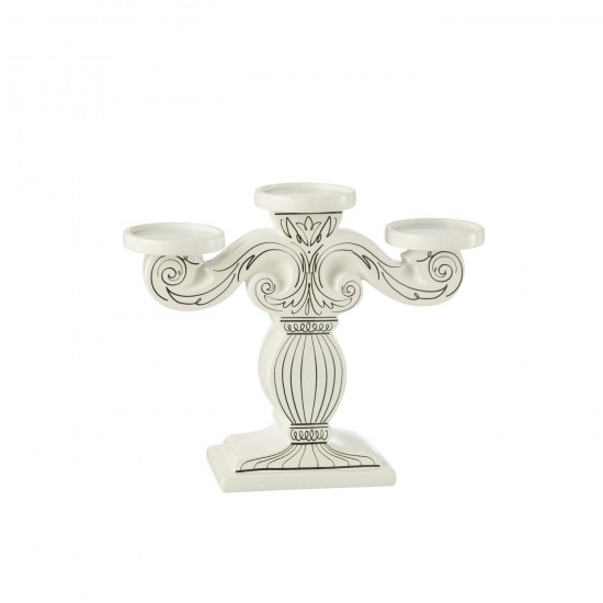 J Line Kandelaar Dolomite Wit Zwart kaarshouders kaarsenhouders kandelaars JO49765.