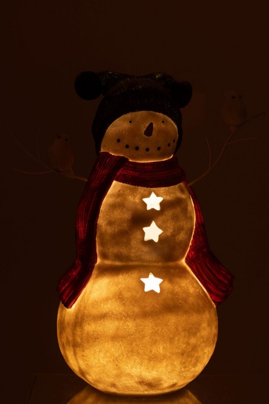 J Line bonhommes de neige noël Jolipa Bonhomme De Neige Oiseaux Resine Rouge Vert Large.