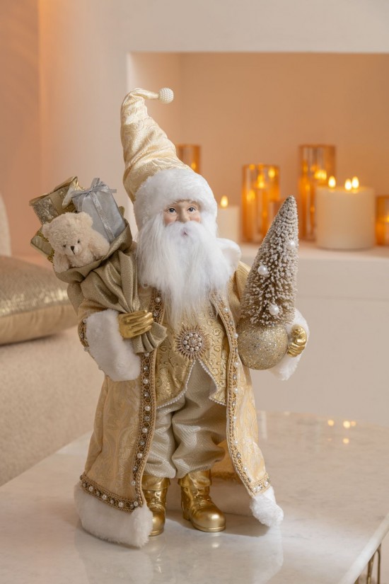 Jline Santa Deco Resina Textil Oro.